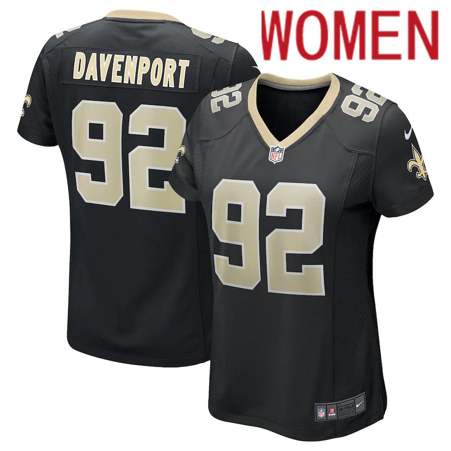 Cheap Women New Orleans Saints 92 Marcus Davenport Black Nike Game NFL Jersey